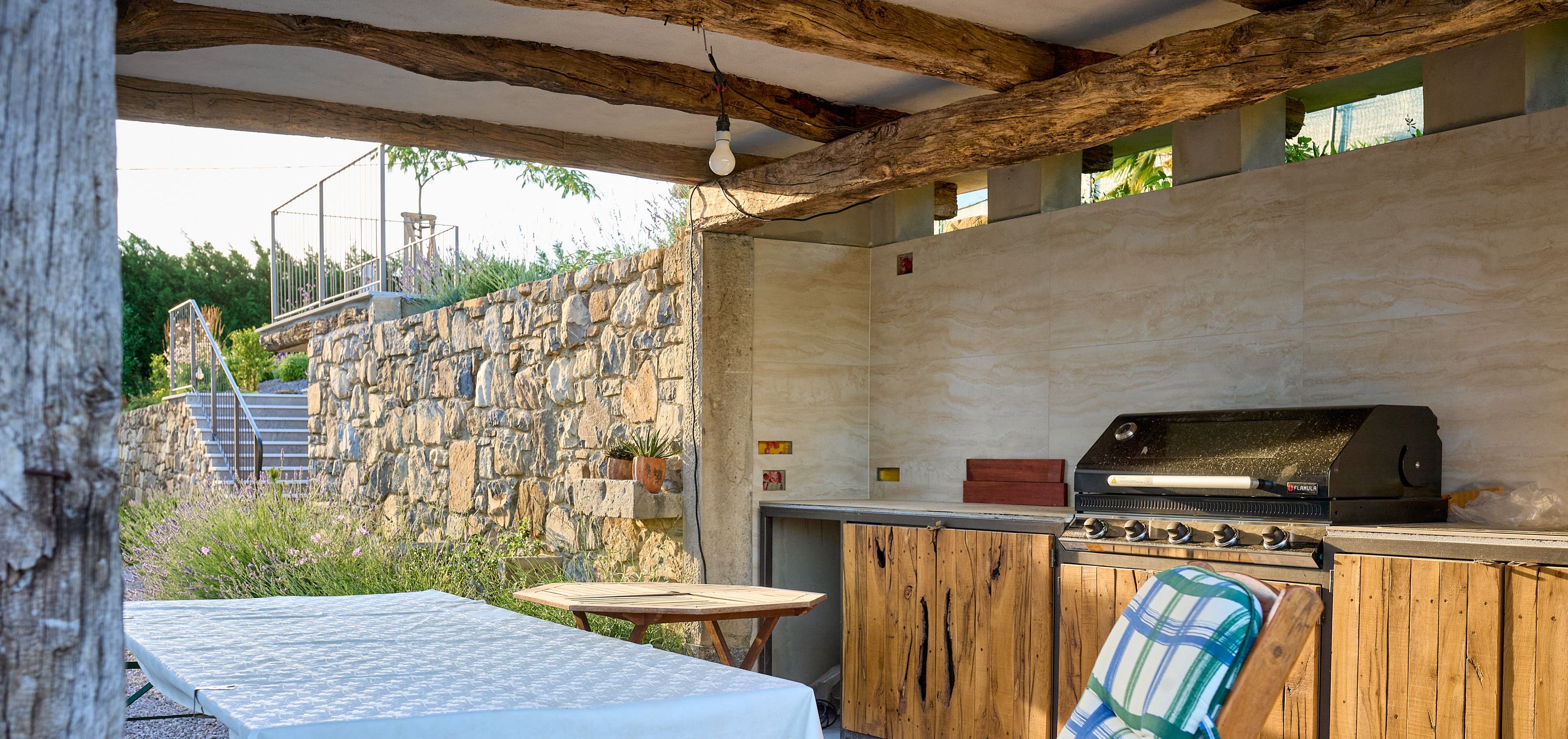 Summer kitchen with a large grill